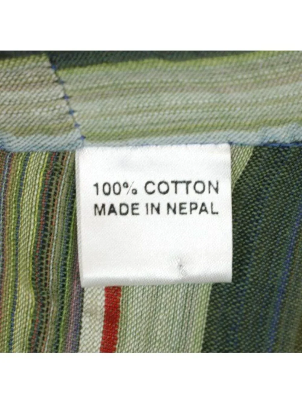 Nepalese Women's Adjustable Green Blue Striped Tie Wrap Knee Length Skirt